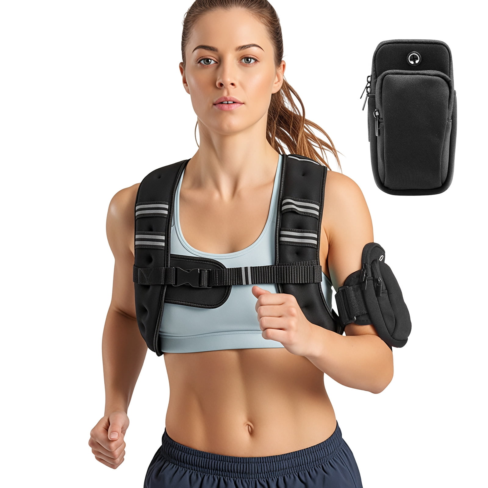 KFFKFF Adjustable Weighted Vest, 6 lbs Body Weight Vest for Men and Women, with Reflective Stripes, Secure Buckle, Ideal for Strength Training, Running, Jogging, Fitness, Muscle Toning