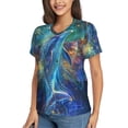 thumbnail image 2 of Vsdgher Colorful Winged Dolphin Women Shirts V Neck Short Sleeve Tops T-Shirt Basic Tees, S to 3XLXX-Large, 2 of 5