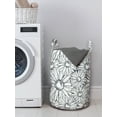 thumbnail image 3 of Floral Laundry Bag, Repetitive Outline Grunge Style Sketch Drawn Pattern of Chamomiles, Hamper Basket with Handles Drawstring Closure for Laundromats, 13" x 19", Dark Blue Grey White, by Ambesonne, 3 of 4