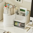 thumbnail image 1 of Uklsqma Rotating Desk Pen Pencil Makeup Storage Box Organizer Stand Case | Plastic Multi-Compartment Rotatable Container | School Office Desktop Stationery Holder | Travel Cosmetic Brush Holder, 1 of 6