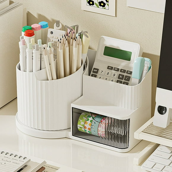 Rotating Desk Pen Pencil Makeup Storage Box Desktop Organizer Stand Case School Office Stationery Container Accessories