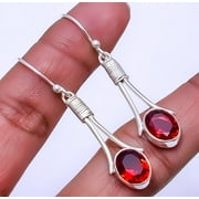 Red Garnet Designer Handmade 925 Silver Plated Earring 1.95" E_9351_135_11, Valentine's Day Gift, Birthday Gift, Beautiful Jewelry For Woman & Girls