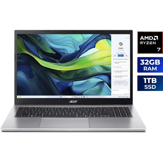 Pre-Owned ACER AG15-21PT-R79L Aspire 15.6" FHD Touchscreen Ryzen 5 7520U 2.8GHz Intel UHD Graphics 8GB RAM 512GB SSD Win 11 Home Pure Silver