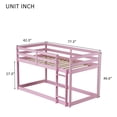 thumbnail image 3 of Tulib Low Bunk Bed Twin Over Twin, Bed Frame with Ladder, Safety Guardrails & Reinforced Slats, for Bedroom & Dorm, Pink, 3 of 7