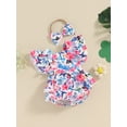 thumbnail image 4 of Bagilaanoe Newborn Baby Girl Summer Rompers Flower Print Fly Sleeve Bodysuits + Hairband 3M 6M 12M 18M Infant One Piece Jumpsuit, 4 of 6