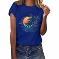 thumbnail image 2 of Tittly T Shirts for Women Graphic Tees Women's Loose Printed Short Sleeved Shirt Summer Casual Cotton Short Sleeved Shirt Tshirts Shirts Spring Tops for Women Blue L, 2 of 6