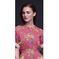 thumbnail image 2 of Bimba Rayon Black Berry & Yellow Sparrow Bird Womens Printed Side Slit SummerDressLong Maxi Gown-Small, 2 of 6