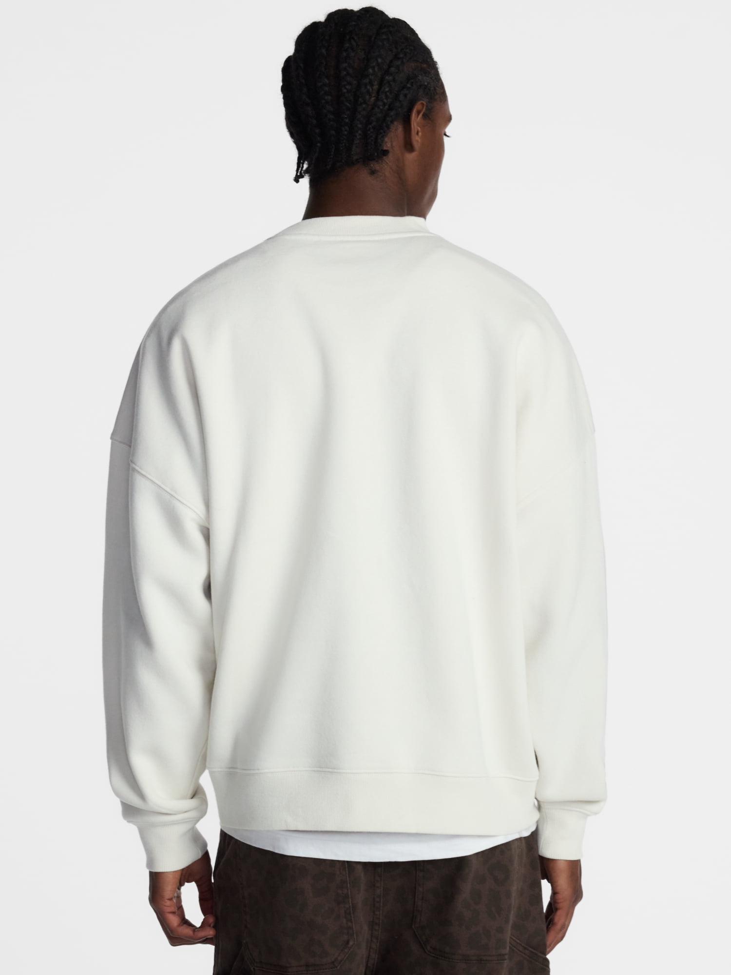No Boundaries Crewneck Fleece Sweatshirt with Long Sleeves, Men's XS-4XLT