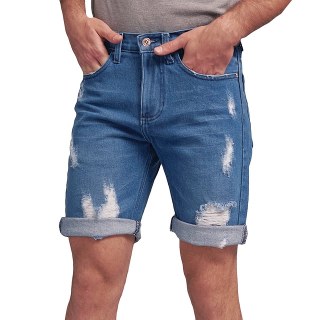 Bermuda de mezclilla MCHK 8007. Tiro Alto, Color azul. Para hombre MCHK Bermuda / Short para hombre