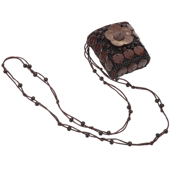 ETEREAUTY Handmade Ethnic Coconut Shell Crossbody Bag Brown Woven Shoulder Tote for Stylish Wear