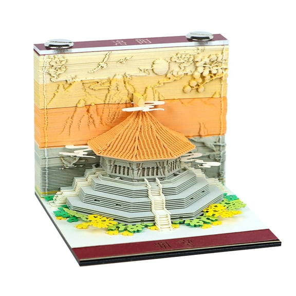 3D Calendar Notepad with Castle Design - Artistic Paper Sculpture Memo Pad for Desk Decoration & Creative Gift, 2026 Luoyang Series