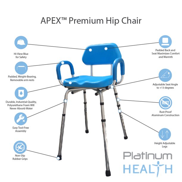 Platinum Health HIP CHAIR APEX(tm) Bath Shower Chair Padded ADJUSTABLE