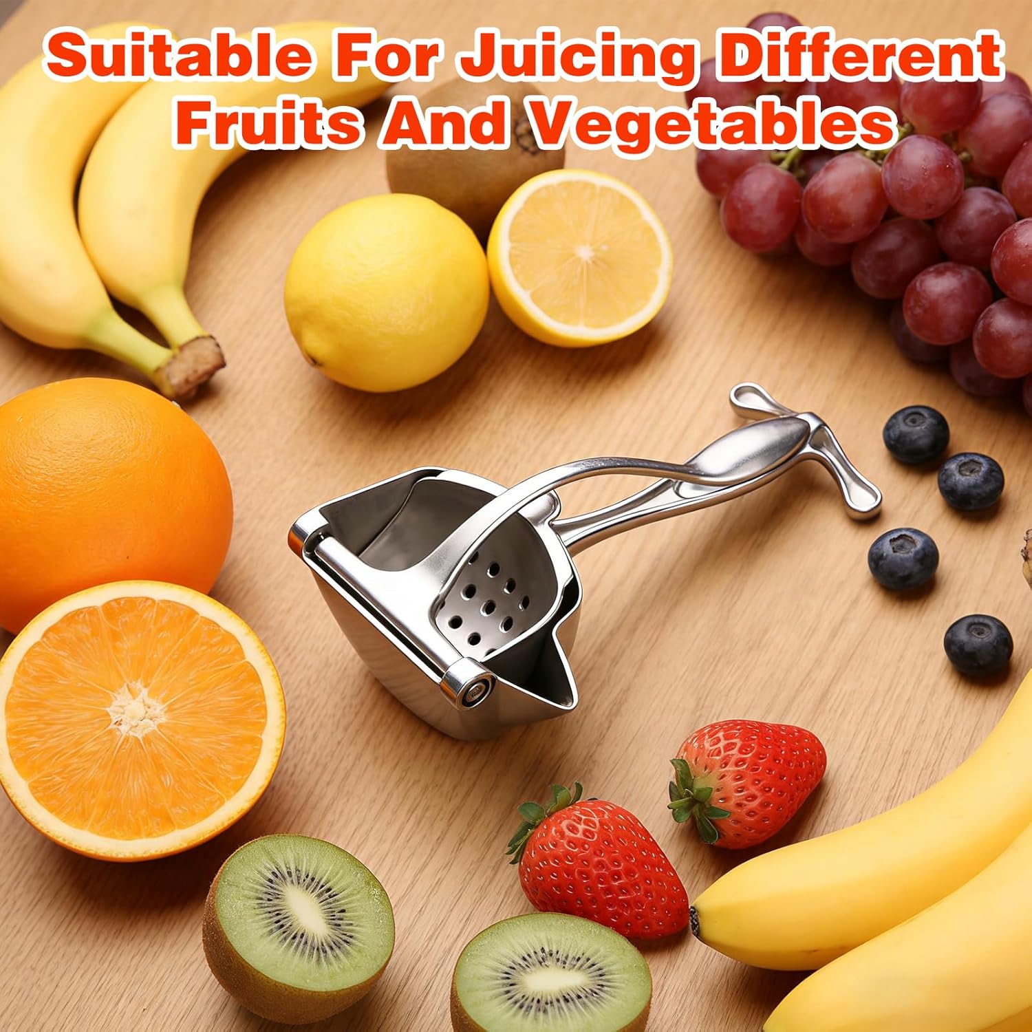 Fresh Fruit Juice Extractor, Manual Hand Press Juicer with Heavy-Duty Aluminum Alloy & Ergonomic Grip for Efficient Extraction, Easy-Clean,