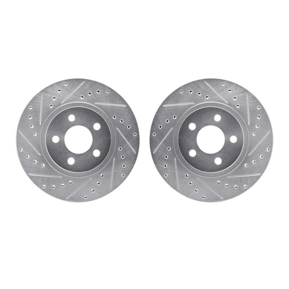 Dynamic Friction Company Front Brake Rotors-Drilled and Slotted-Silver 7002-39015