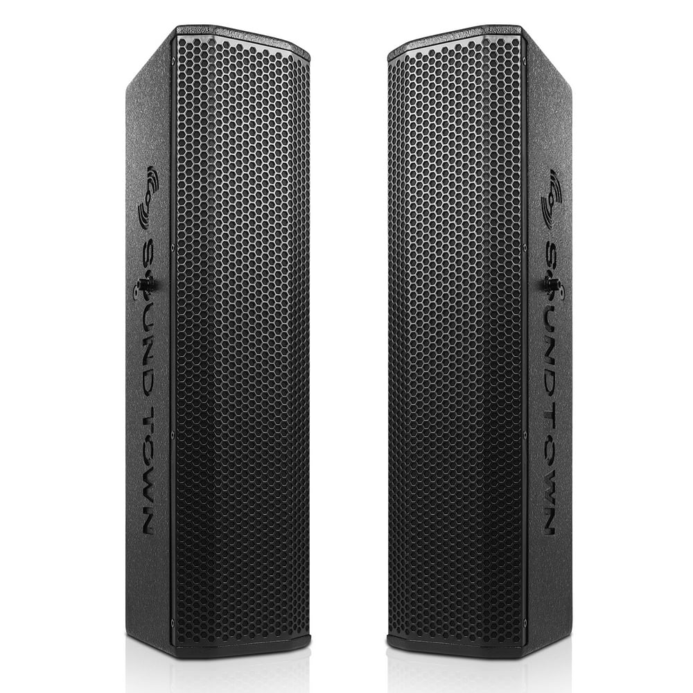 Sound Town Pair of Passive WallMount Column Mini Line Array Speakers with 4 x 5” Woofers, Black