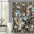 thumbnail image 2 of Rustic Shower Curtain Set Grey Watercolor Flower Bath Curtain 12 Hooks Country Farm Style Fabric Wooden Background Waterproof Shower Curtains 72×72 Inches, 2 of 6