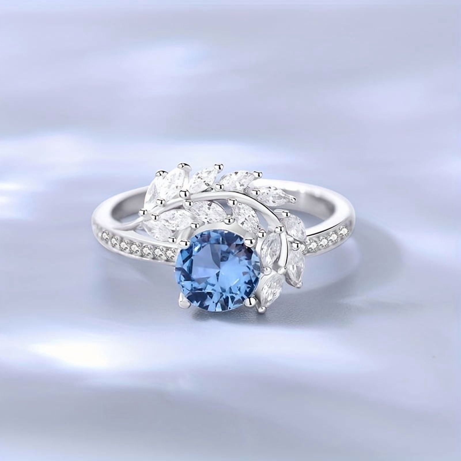1 Carat Fashion Sparkling Light Blue Moissanite Ring D Color VVS1 Clarity Diamond S925 Sterling Silver Engagement Rings, Exquisite Gift, Promise Ring For Women