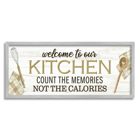 Stupell Industries Count Memories Not Calories Food & Beverage Painting Gray Framed Canvas Art Print Wall Art, 24 x 10