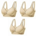 thumbnail image 3 of Front Closure Bras for Seniors Women Lightly Lined Bra Feature V-Neck Push-up Bra Style W-1526 Hook and Eye Closure Comfort Bras Beige L, 3 of 3
