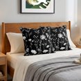 thumbnail image 6 of Pillow Covers 26x26 Set of 2, Black Wildflowers Throw Pillow Covers Decorative Couch Cushion Cover, Farmhouse Floral Botanical Leaves Microfiber Soft Square Pillowcases for Bedroom Living Room Sofa, 6 of 9