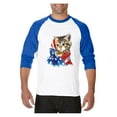 thumbnail image 1 of MmF - Mens Raglan Sleeve Baseball T-Shirts, up to Size 3XL - American Flag 4th of July Kitty, 1 of 4