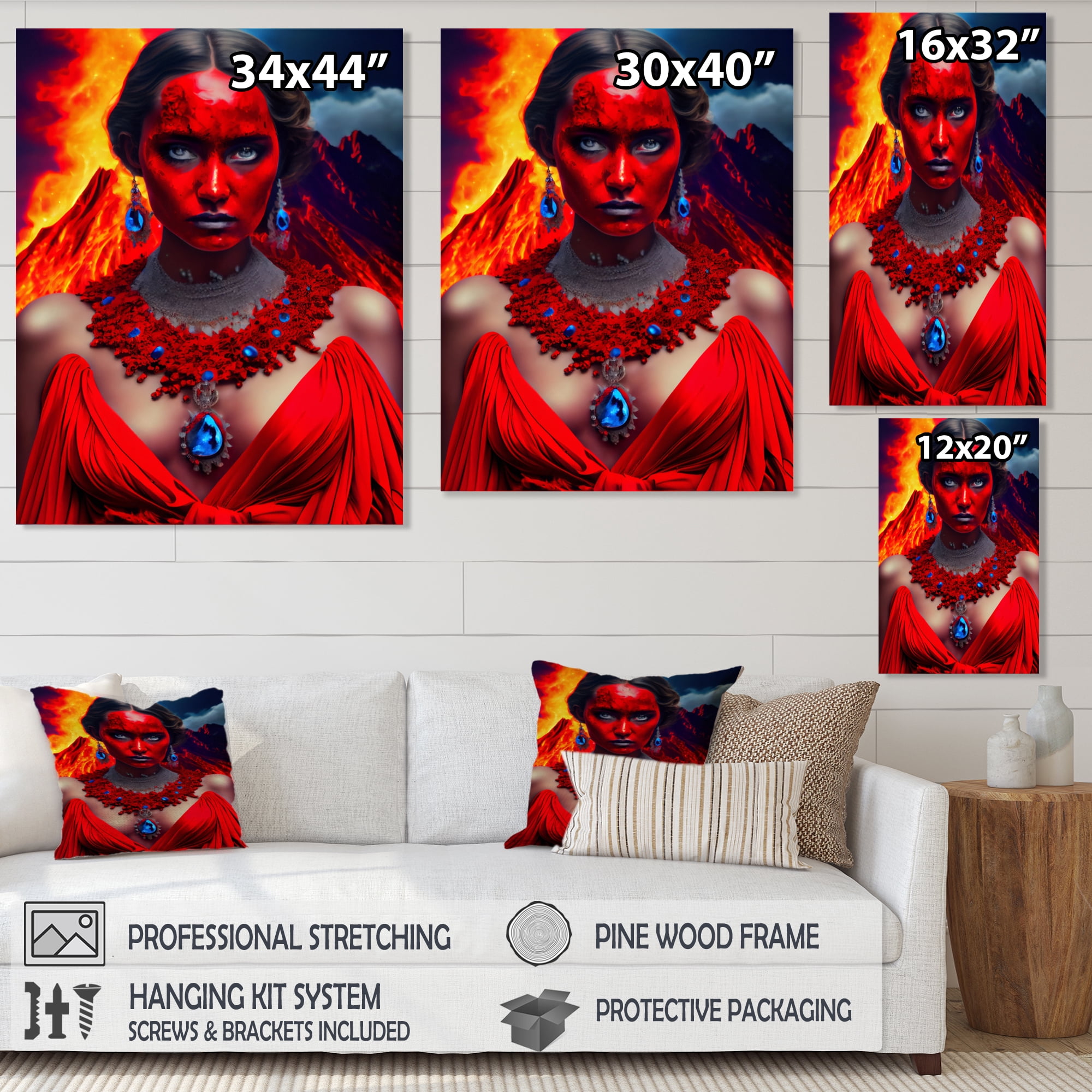 Designart Volcano Queen Woman Portrait I Canvas Wall Art