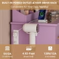 thumbnail image 5 of Vanity Desk with 38" Large Mirror and 9 LED Lights & Glass Top and Power Outlet, Adults Makeup Vanity with Chair and 7 Storage Drawers, Dressing Table Set for Bedroom, Modern Purple, 5 of 7
