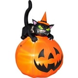 6' Tall Airblown Inflatable Halloween Cat Over Jack-o-Lantern - Walmart.com