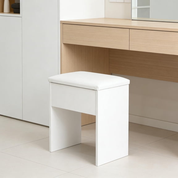 Must-Have Vanity Chair! Soft Leather Hidden Storage | Perfect for Small Spaces | Easy to Clean