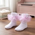 thumbnail image 6 of Dwellite Socks for Girl Fold Cuff Big Lace Frilly Dress Socks Fluffy Ruffles Stretch Socks Purple XS, 6 of 6