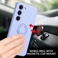 thumbnail image 3 of for Samsung Galaxy S23 Case, Slim Silicone | 360° Ring Holder Kickstand | Support Car Mount | Soft Gel Rubber Hybrid Bumper Samsung Galaxy S23 Phone Case Cover for Girls Women, Purple/Lavender, 3 of 8