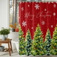 thumbnail image 4 of Red Christmas Shower Curtain, Xmas Tree Snowflake Winter Botanical Waterproof Fabric Shower Curtains with 12 Hooks, Bathroom Curtain Set for Bathroom Accessories Decor, 36 x 72 Inches, 4 of 9