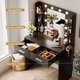 thumbnail image 3 of Vineego Makeup Vanity Desk with Lighted Mirror & Power Outlet, Makeup Vanity with 2 Drawers,Black, 3 of 9