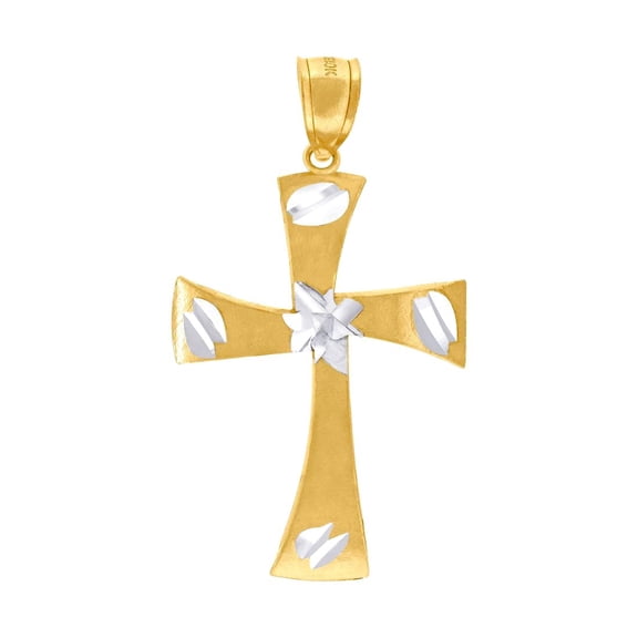 10k Two-tone Gold Womens Mens Unisex Cross Religious Charm Pendant 38.2x22.10mm Wide Necklace for Men