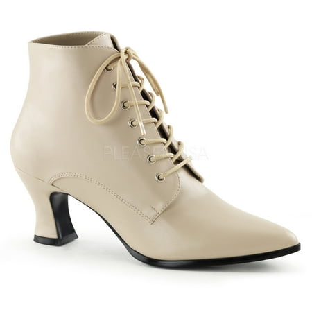 VICTORIAN-35, 2 3/4 Inch Kitten Heel Front Lace Up Ankle Boot - Walmart.com