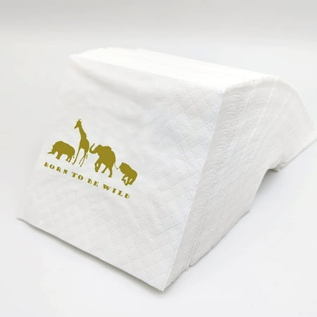 20pcs Born To Be Wild Baby Shower Napkins Safari Paper Cocktail Napkins for Animals Jungle Zoo Baby Shower Welcome Gender Reveal Birthday Table Decor , 5x5" (Born To Be Wild Gold) 5"x5"
