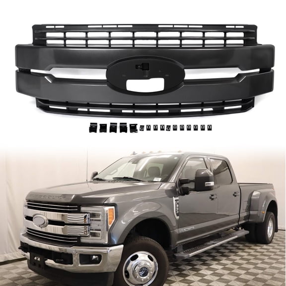 For 2017-2019 Ford F-250 F-350 F-450 Super Duty Front Bumper Grille Magnetic Metallic
