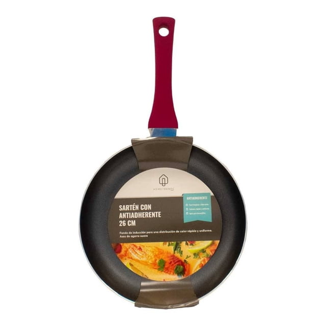 Sartén Hometrends de Acero 26 cm Rojo con Antiadherente
