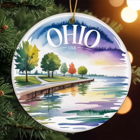 Cleveland Edgewater Park Travel Ornament – Custom Ceramic Ornament for Christmas Tree Decoration, Souvenir Gift for Travelers, Couples, Friends, Valentine Gifts 218OR172