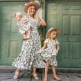 thumbnail image 5 of IBTOM CASTLE Mommy and Me Dress Summer Casual Boho Floral A-Line Ruffled Flowy Beach Hawaiian Vacation Maxi Dress 2 Years White Floral, 5 of 8