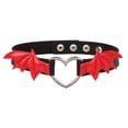 thumbnail image 1 of Gargantilla Collar Yinane Punk Cadena de Clavícula Amor Corazón Gargantilla Gótica Punk Steampunk Cuero PU negro rojo, 1 of 8