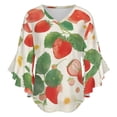thumbnail image 5 of Strawberry Fruit Watercolor Women's V-Neck Blouse With 3/4 Ruffled Bell Sleeves Casual Top Ladies Blouses, 5 of 7
