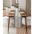 thumbnail image 2 of Table Runner Dresser Scarves 72 Inch Long, Spring Watercolor Farm Floral Plant Linen Dining Table Runners Linen Cotton and White Black Grid Tabletop Scarf for Wedding Holiday Party Kitchen, 2 of 7