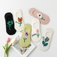 thumbnail image 2 of 6Pairs Women Cute Floral Patterned Casual Cotton Low Cut Socks Novelty Colorful Girl Dress Socks, 2 of 5