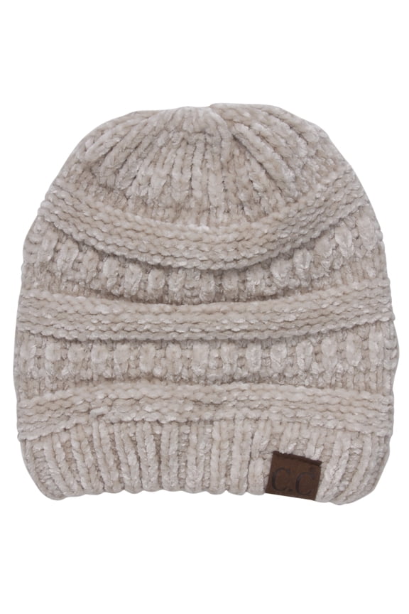 CC Ribbed Chenille Winter Beanie - Beige
