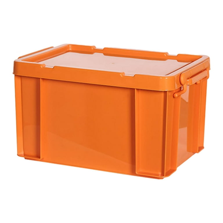 Heavy Duty Storage Bins, PP Storage Box, Durable Stackable Camping Storage Container for Moving House, Storage Room, Shoes, Shelf, Closet Orange, Size