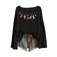 thumbnail image 5 of asdoklhq Christmas Sweaters for Women's Winter Christmas Printed Long Sleeved Round Neck Coarse Woven Stripe Long Sleeved Pullover Top Black XL, 5 of 7
