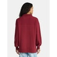 thumbnail image 3 of Time and Tru Women's Ottoman Ribbed Pullover Top with Long Sleeves, Size XS-XXXL, 3 of 5