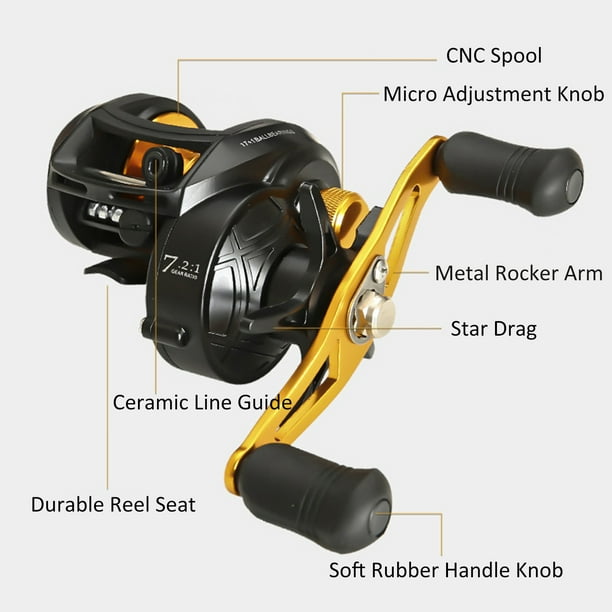 Moobody Ultra Smooth 17 + 1 Bb Baitcasting Fishing Reel Baitcaster 8kg Max Drag 7.2:1 Gear Ratio Magnet Braking System Other Right Hand