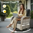 thumbnail image 6 of Vcatnet 9 Pieces Patio Fire Pit Sets, Outdoor Patio Conversation Furniture Set, Wicker Sectional Sofa with Swivel Glider Chairs and Ottoman, Black, 6 of 10
